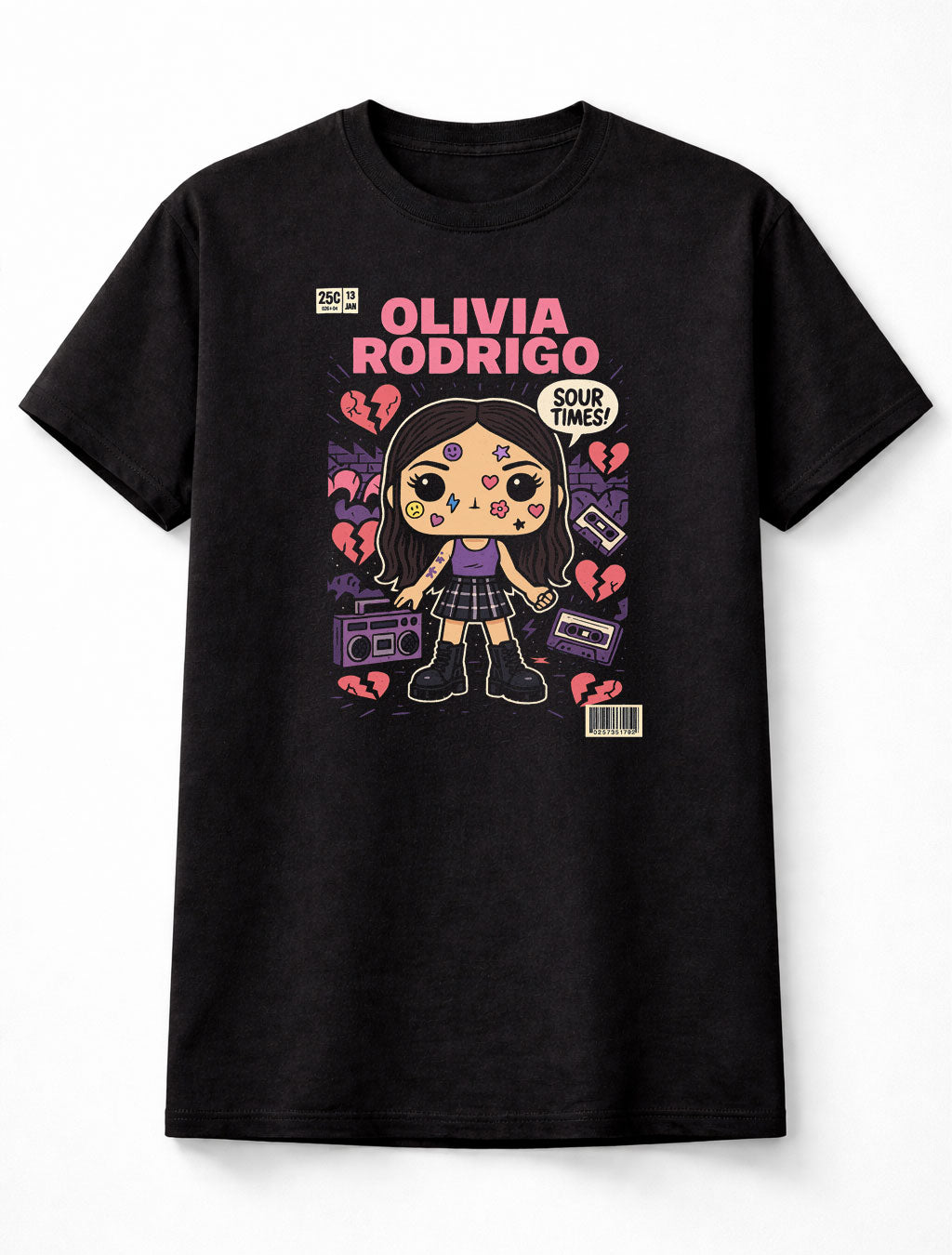 Olivia Rodrigo Sour Times Broken Heart Pop Comic Adults & Kids Unisex T-Shirt