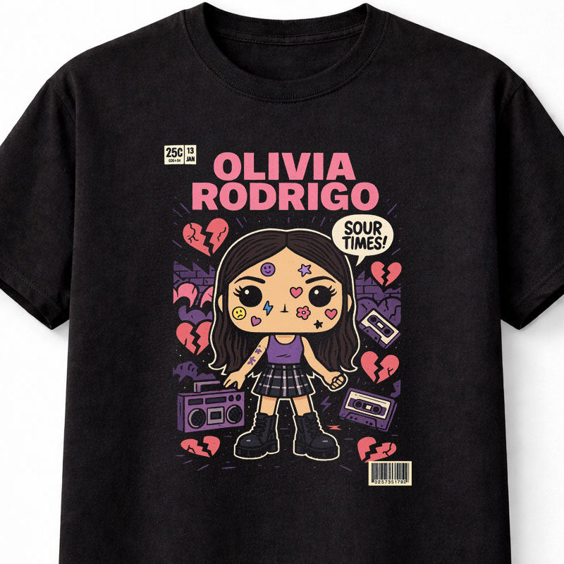 Olivia Rodrigo Sour Times Broken Heart Pop Comic Adults & Kids Unisex T-Shirt