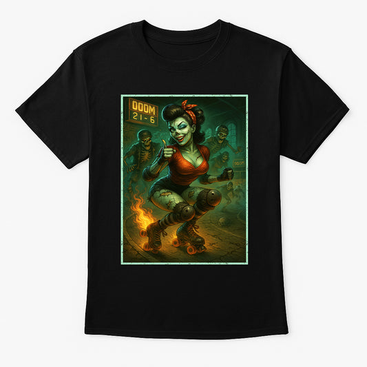 Derby of Doom Rockabilly Skater Unisex T-Shirt Zombie Roller Pin-Up Tee