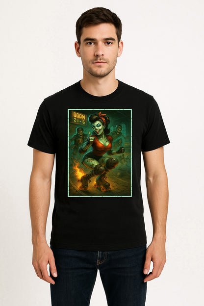 Derby of Doom Rockabilly Skater Unisex T-Shirt Zombie Roller Pin-Up Tee