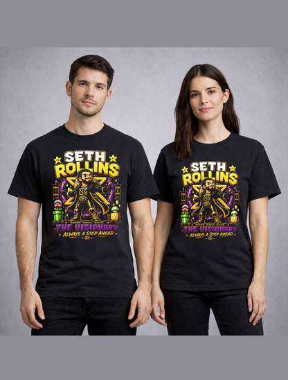 Seth Rollins Visionary Wrestling T-Shirt – Burn It Down Pixel Fan Tee Adults & Kids Unisex T-Shirt
