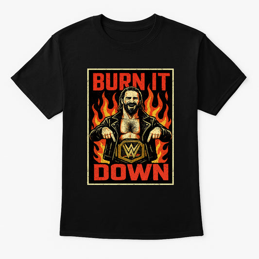 Seth “Freakin” Rollins “Burn It Down” Comic Unisex Tee – Visionary Graphic T-Shirt