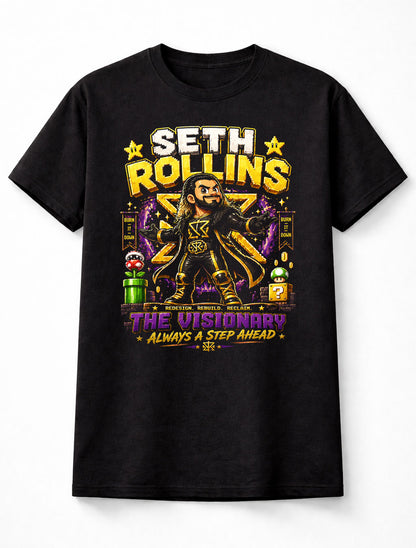 Seth Rollins Visionary Wrestling T-Shirt – Burn It Down Pixel Fan Tee Adults & Kids Unisex T-Shirt