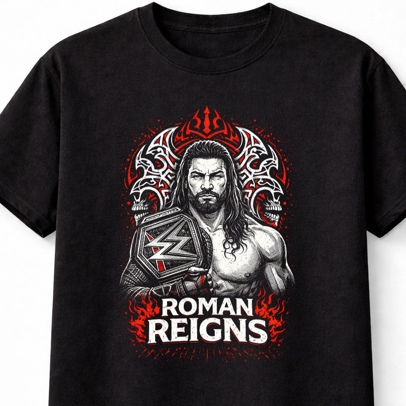 Roman Reigns Tribal Chief Wrestling Graphic T-Shirt Champion Belt Bloodline Adults & Kids Unisex T-Shirt