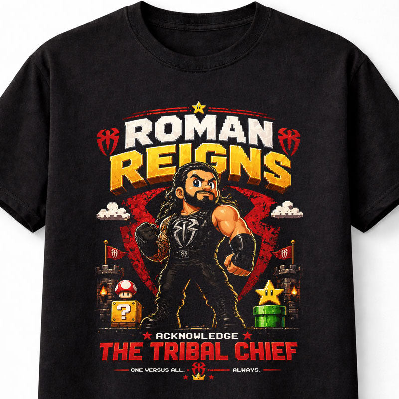 Roman Reigns Tribal Chief Wrestling T-Shirt – Acknowledge Me Pixel Fan Tee Adults & Kids Unisex T-Shirt