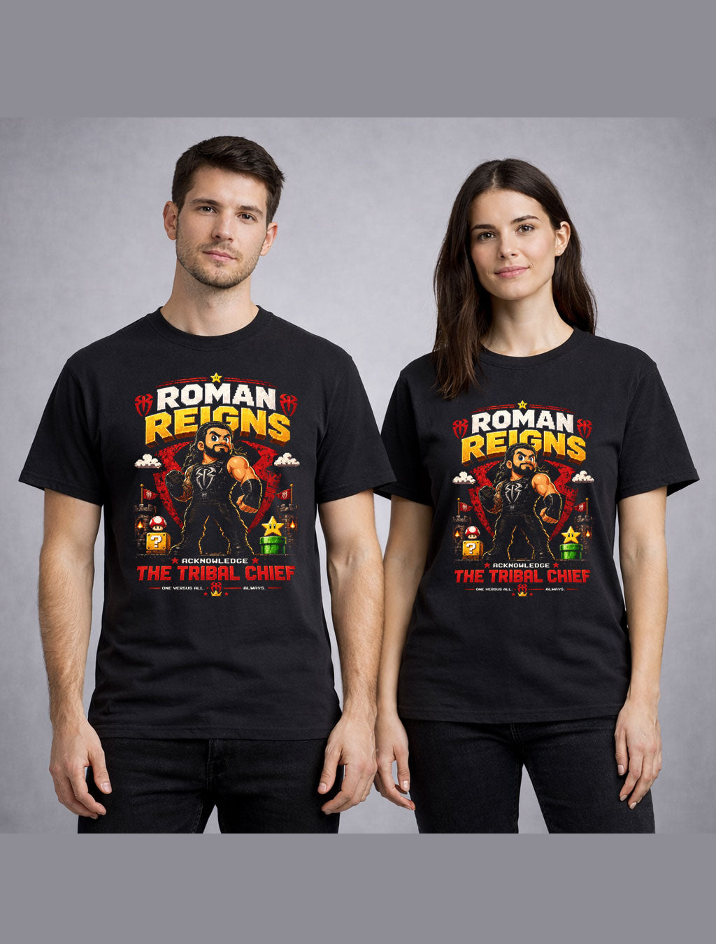 Roman Reigns Tribal Chief Wrestling T-Shirt – Acknowledge Me Pixel Fan Tee Adults & Kids Unisex T-Shirt