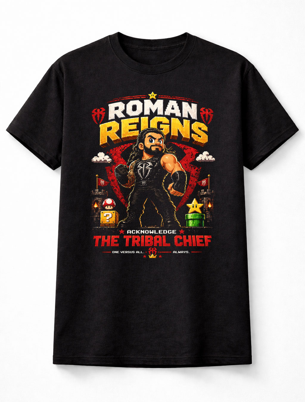 Roman Reigns Tribal Chief Wrestling T-Shirt – Acknowledge Me Pixel Fan Tee Adults & Kids Unisex T-Shirt