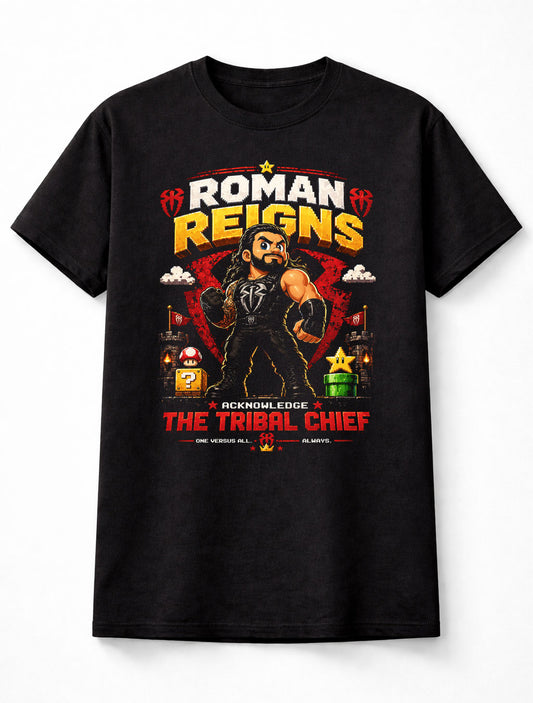 Roman Reigns Tribal Chief Wrestling T-Shirt – Acknowledge Me Pixel Fan Tee Adults & Kids Unisex T-Shirt