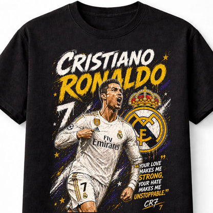 Cristiano Ronaldo 7 Real Madrid Style Soccer Football Fan Graphic Tee Unisex Adults & Kids T-Shirt
