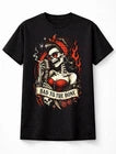 Bad To The Bone Rockabilly Skeleton Pin Up Graphic Unisex T-Shirt