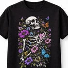 Skeleton Butterfly Floral Skull Gothic Dark Art Unisex T-Shirt