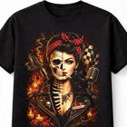 Rockabilly Skeleton Pin Up Gothic Retro Tattoo Unisex T-Shirt