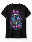 Mujo Japanese Skeleton Lotus Gothic Anime Graphic Unisex T-Shirt