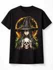 Anime Witch Girl Skull Gothic Magic Manga Graphic Unisex T-Shirt