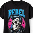 Rebel Rockabilly Skull Greaser Retro Punk Graphic Unisex T-Shirt