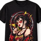 Anime Lollipop Girl Red Black Manga Gothic Graphic Unisex T-Shirt