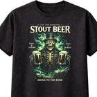 Skeleton T-Shirt Stout Beer Gothic Horror Unisex Black Graphic Tee