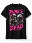 Punks Not Dead Skeleton Guitar Punk Rock Gothic Graphic Unisex T-Shirt