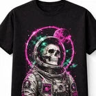 Skull Astronaut Space Galaxy Cosmic Neon Retro Sci Fi Graphic Unisex T-Shirt