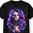 Cyberpunk Skeleton Woman Neon Sci Fi Gothic Skull Unisex T-Shirt
