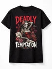 Deadly Temptation Gothic Skeleton Pin Up Skull Graphic Unisex T-Shirt