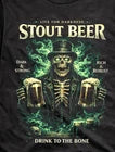 Skeleton T-Shirt Stout Beer Gothic Horror Unisex Black Graphic Tee