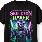 Skeleton Raver Neon Horror EDM Graphic Black Unisex T-Shirt