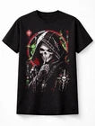 Anime Grim Reaper Shush Skeleton Gothic Horror Manga Graphic Unisex T-Shirt