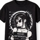 Anime Mugshot Girl Bubble Gum Gothic Manga Graphic Unisex T-Shirt
