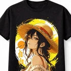 Anime Straw Hat Girl Summer Manga Graphic Unisex T-Shirt