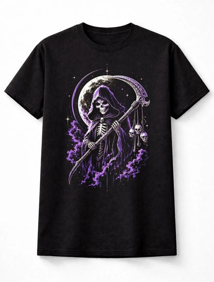 Grim Reaper Gothic Skull Death Moon Horror Halloween Unisex T-Shirt