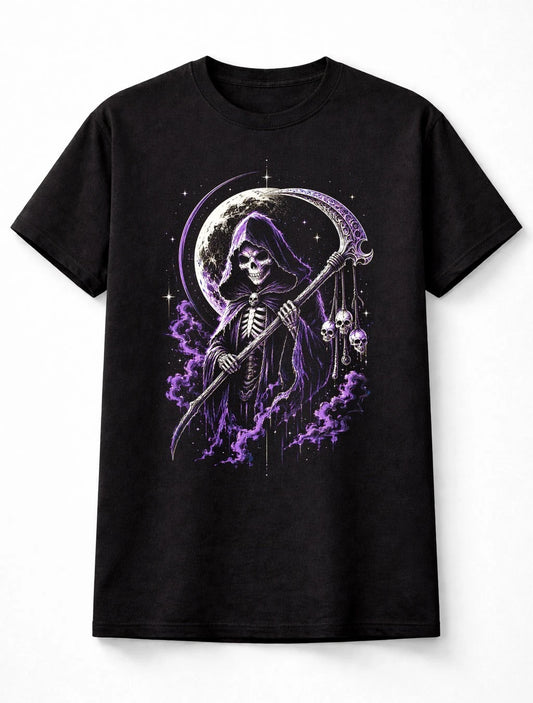 Grim Reaper Gothic Skull Death Moon Horror Halloween Unisex T-Shirt