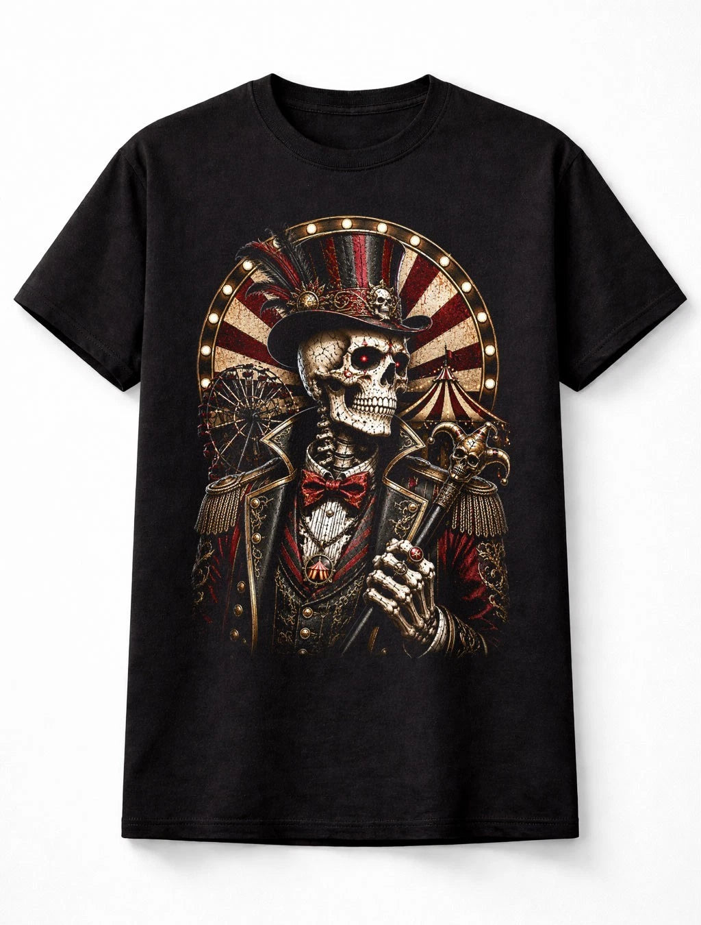Skeleton Ringmaster Circus Gothic Carnival Horror Unisex T-Shirt