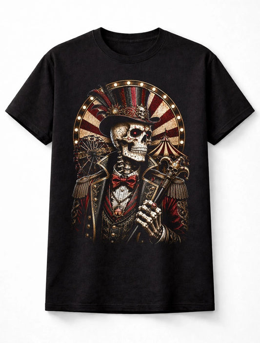 Skeleton Ringmaster Circus Gothic Carnival Horror Unisex T-Shirt