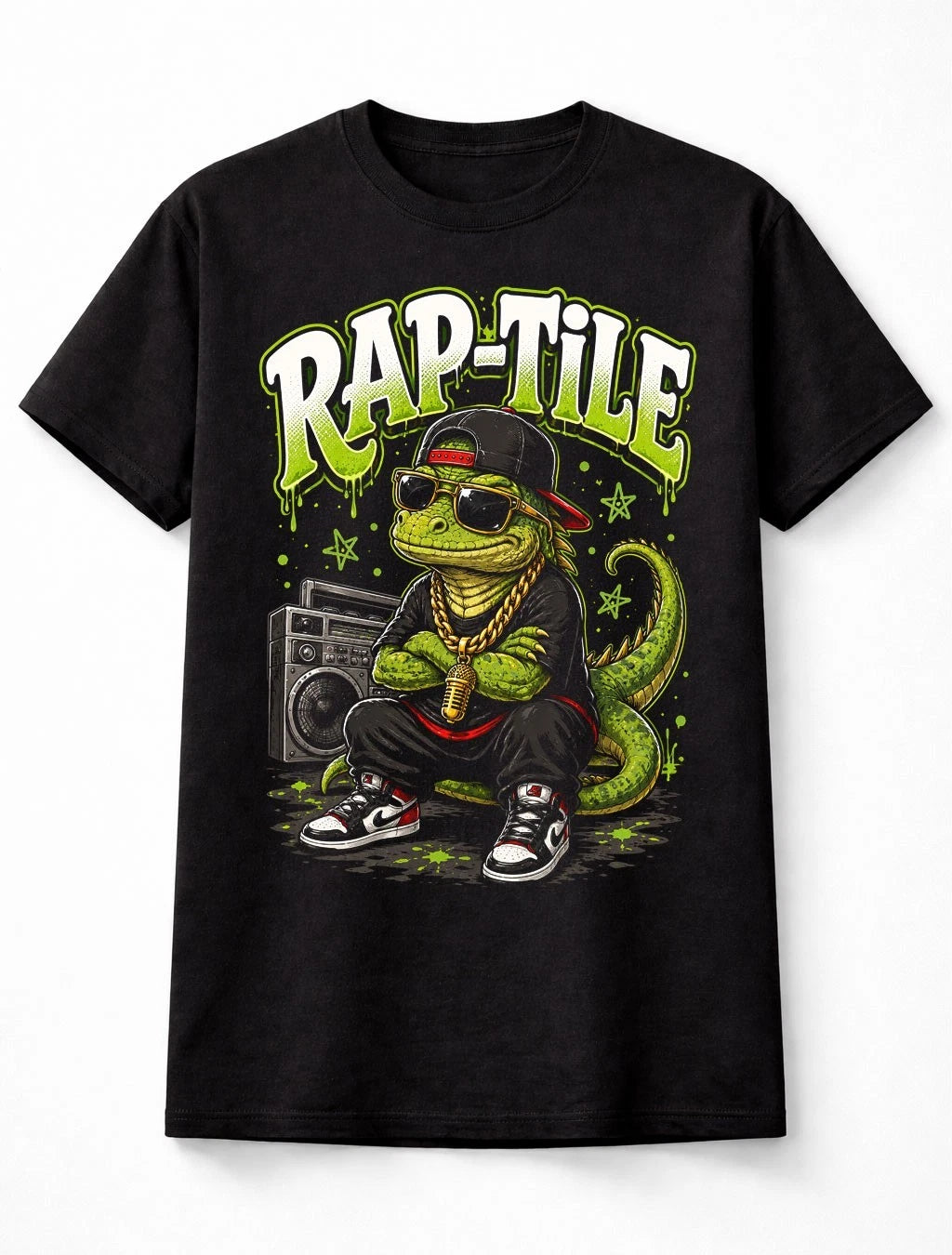 Rap-Tile Funny Rapper Lizard Dinosaur Meme Graphic Unisex T-Shirt