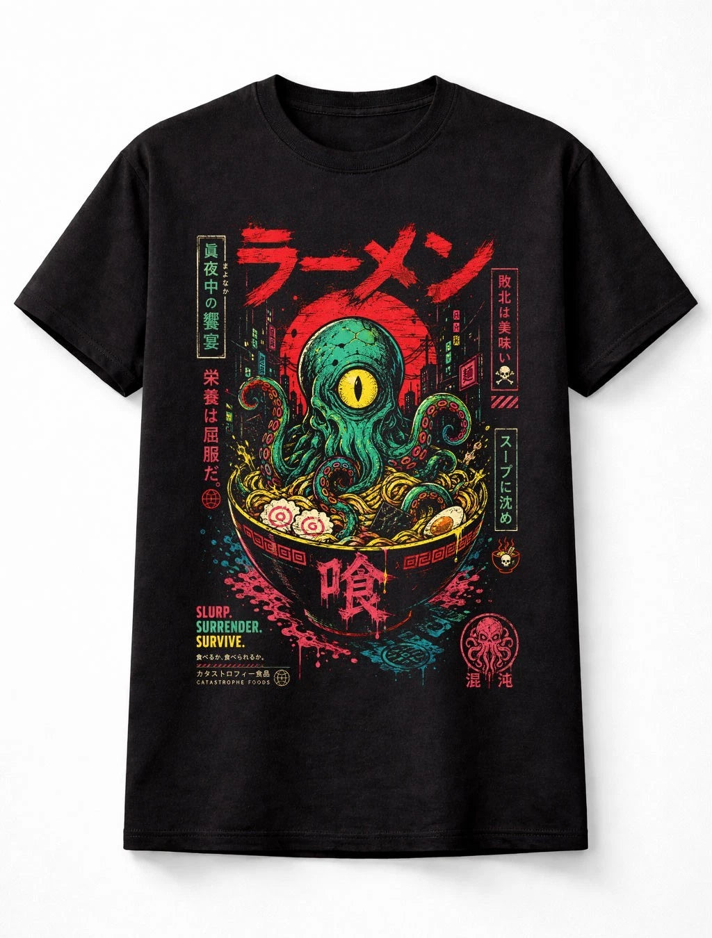 Ramen Cthulhu Octopus Kaiju Japanese Horror Manga Unisex T-Shirt