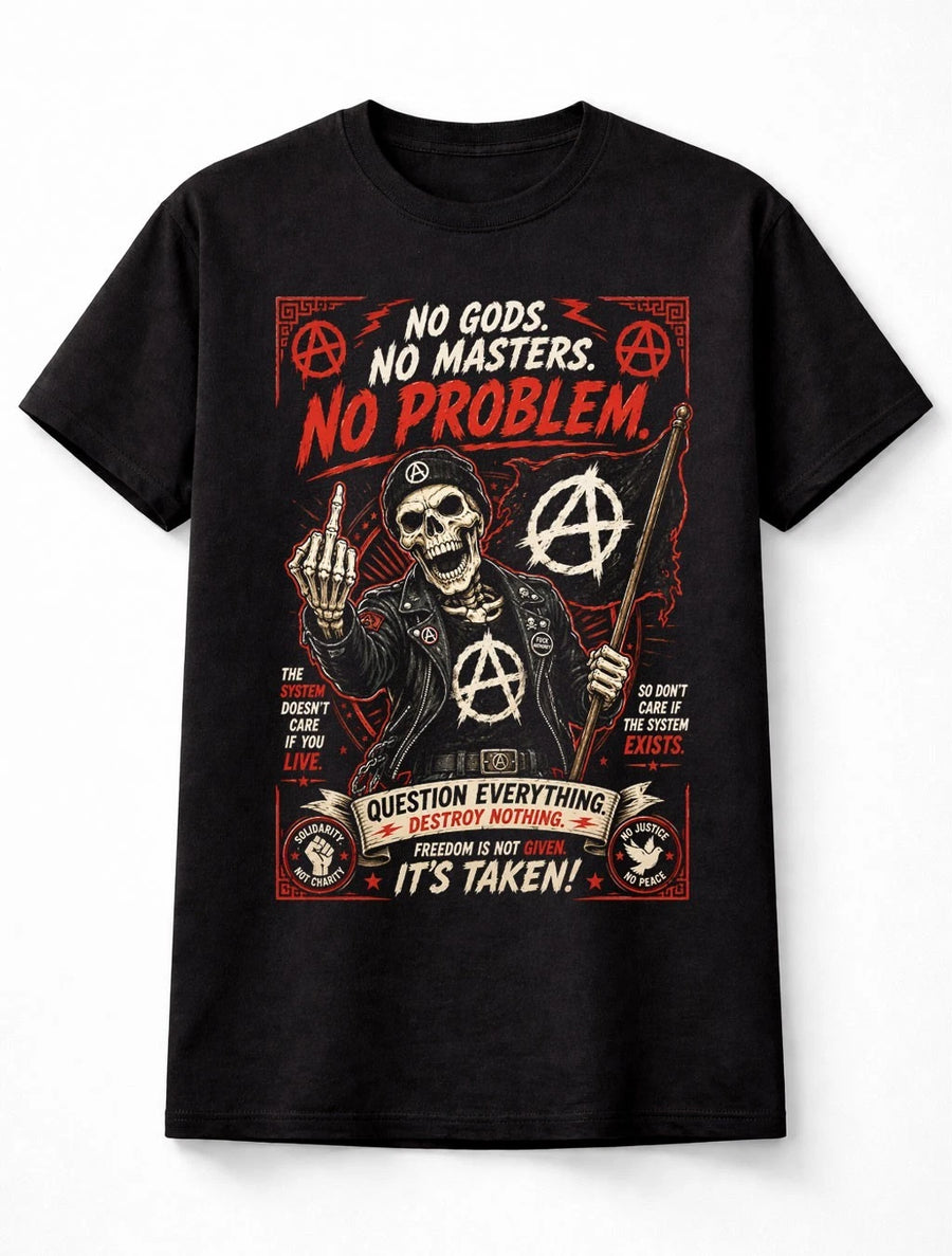 No Gods No Masters Punk Skull Anarchy Rebellion Graphic Unisex T-Shirt