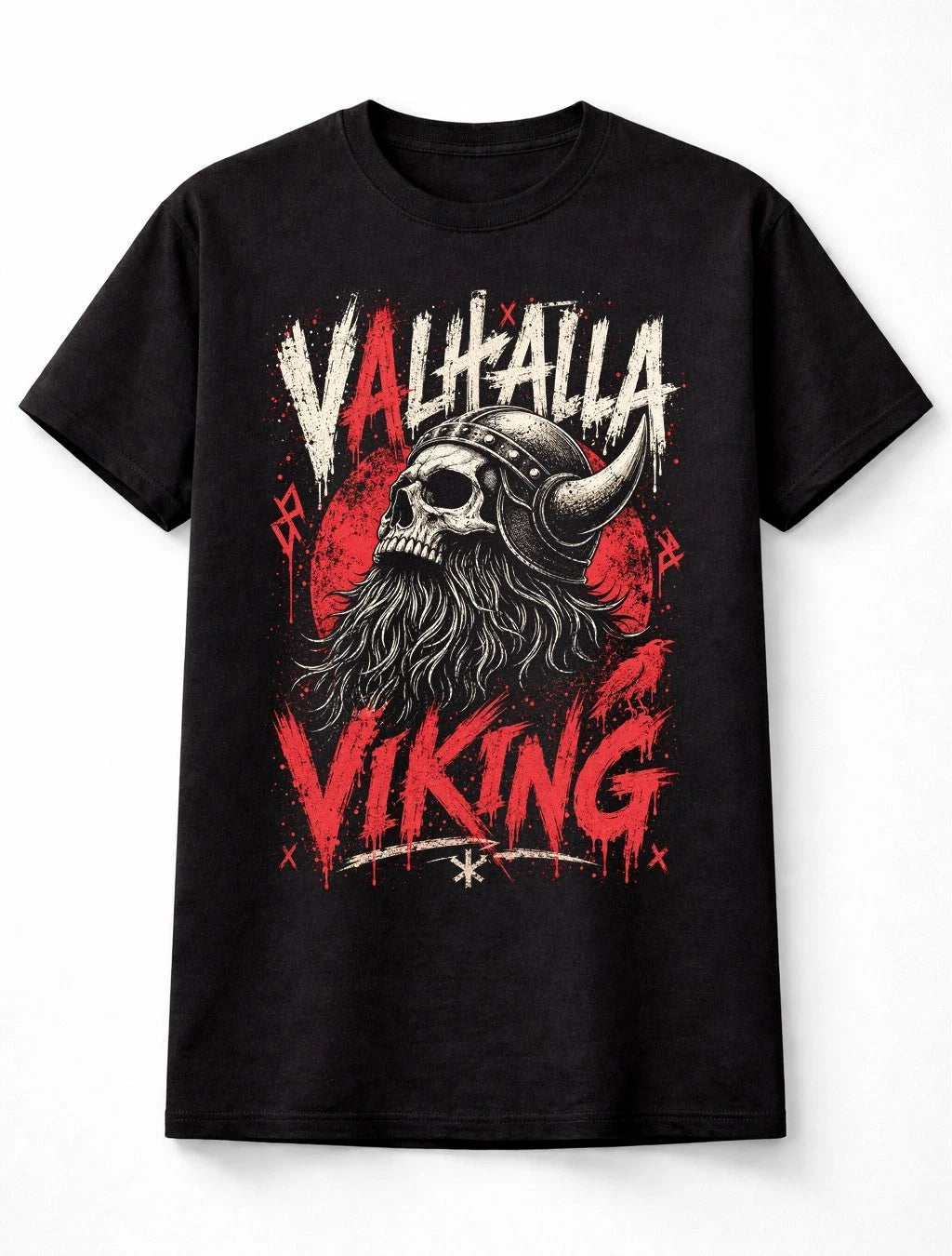 Valhalla Viking Skull Warrior Norse Mythology Raven Unisex T-Shirt