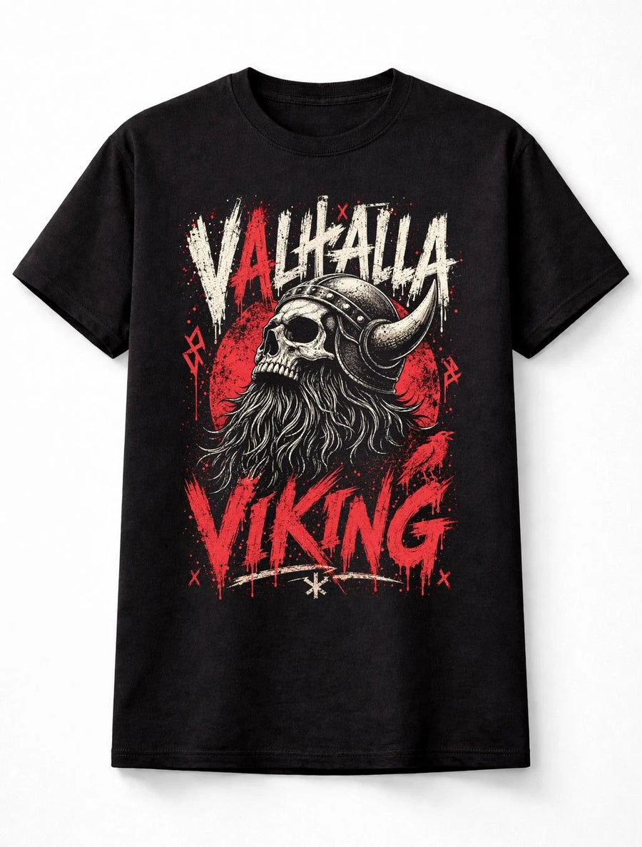 Valhalla Viking Skull Warrior Norse Mythology Raven Unisex T-Shirt
