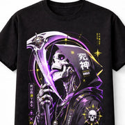 Anime Grim Reaper Skeleton Scythe Gothic Manga Graphic Unisex T-Shirt