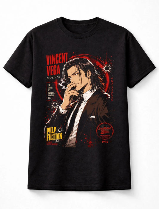Anime Vincent Vega Pulp Fiction Cult Movie Graphic Unisex T-Shirt