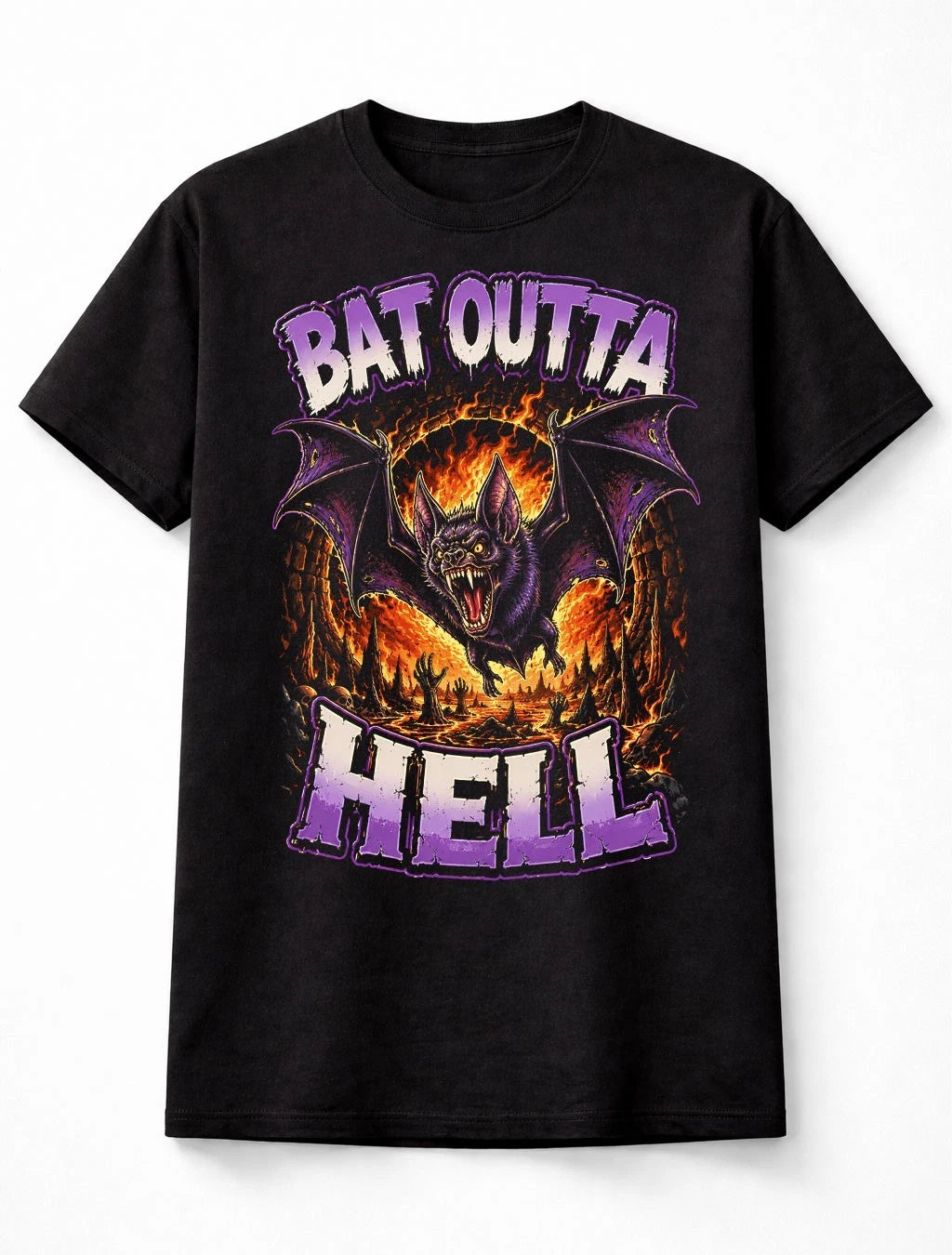 Bat Outta Hell Gothic Horror Bat Graphic Halloween Unisex T-Shirt