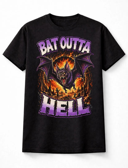 Bat Outta Hell Gothic Horror Bat Graphic Halloween Unisex T-Shirt