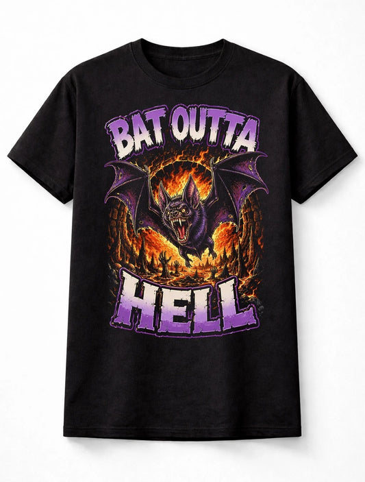 Bat Outta Hell Gothic Horror Bat Graphic Halloween Unisex T-Shirt