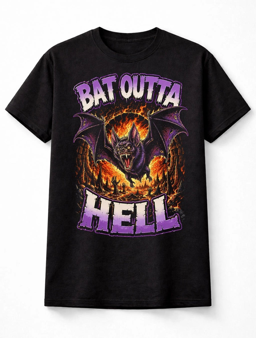 Bat Outta Hell Gothic Horror Bat Graphic Halloween Unisex T-Shirt