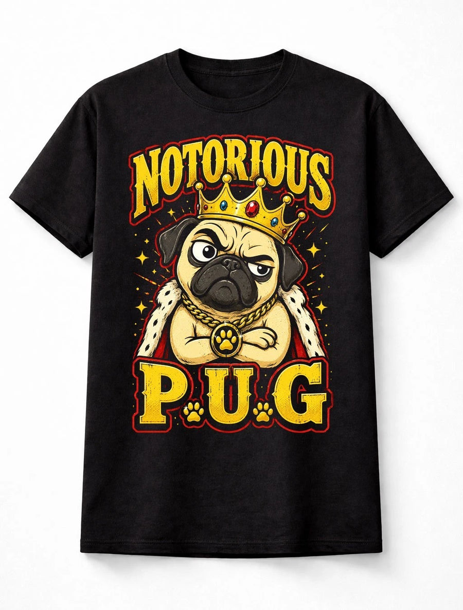 Notorious Pug Funny Pug Dog Crown Graphic Pet Lover Gift Unisex T-Shirt