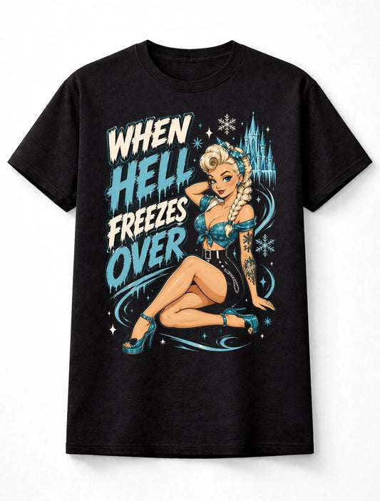 Tattoo Ice Princess Pin Up Elsa Rockabilly Retro Fairytale Unisex T-Shirt