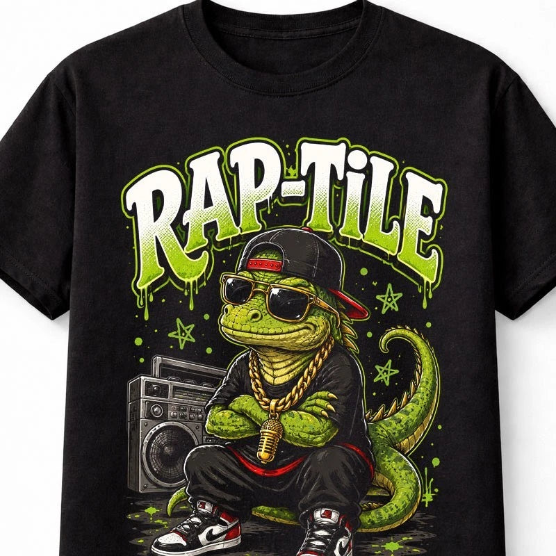 Rap-Tile Funny Rapper Lizard Dinosaur Meme Graphic Unisex T-Shirt