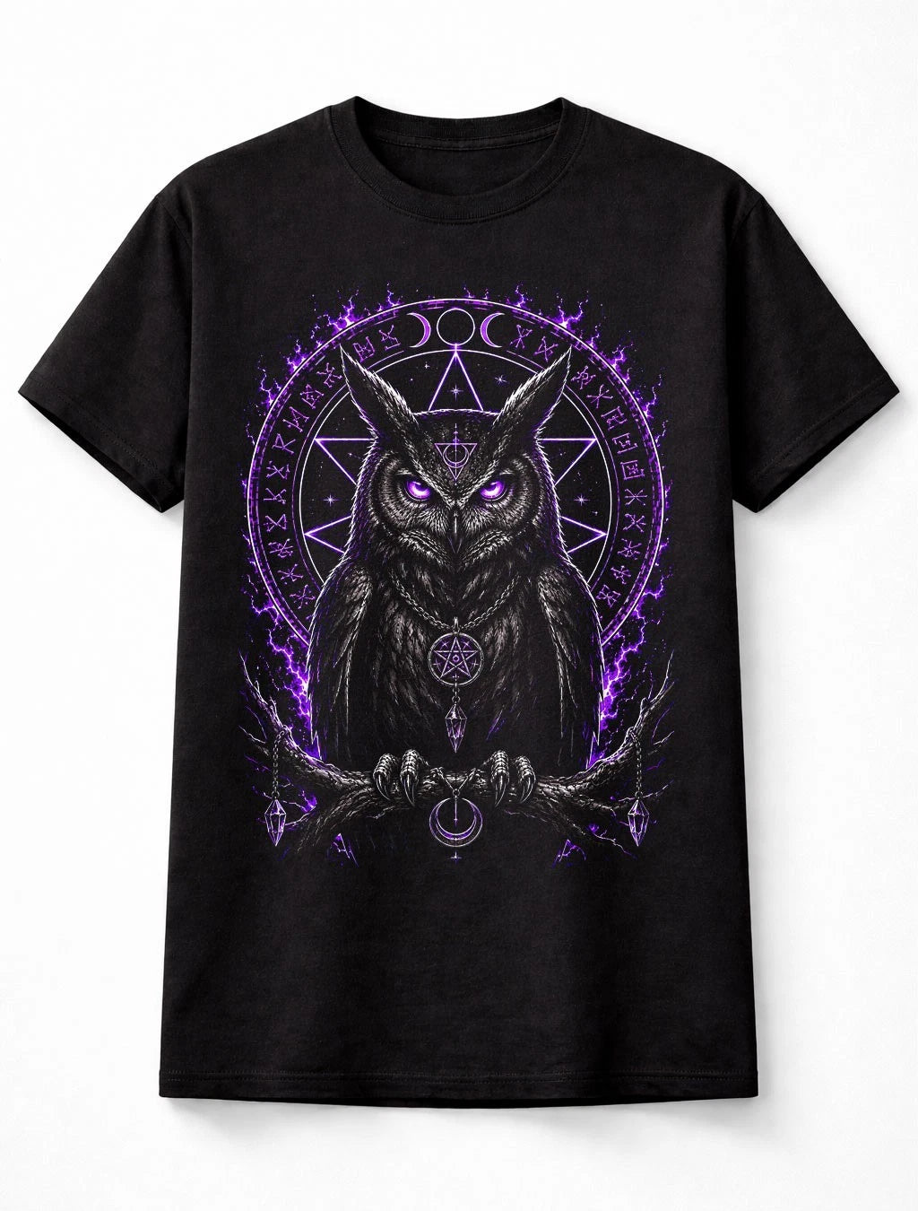 Owl Witchcraft Occult Moon Gothic Raven Black Unisex T-Shirt