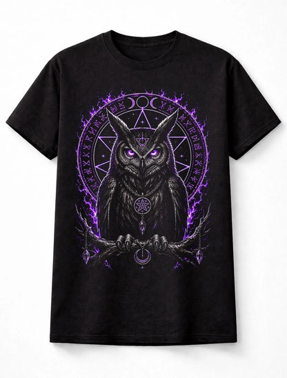 Owl Witchcraft Occult Moon Gothic Raven Black Unisex T-Shirt